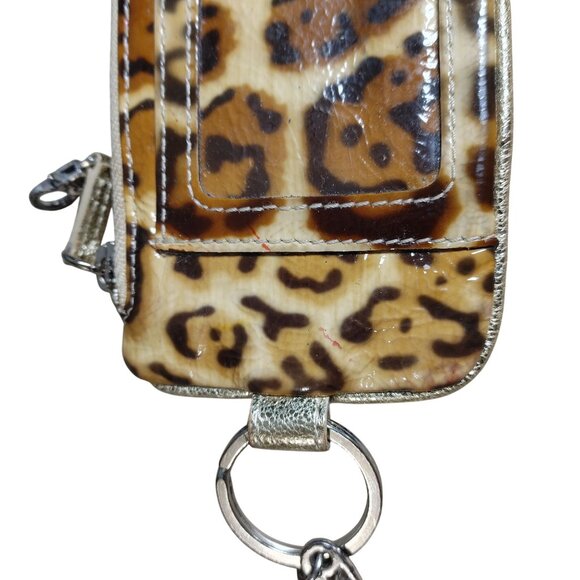 Brighton Wallet Leopard Print Glossy Keychain Zip Card Slots Animal Print - Picture 7 of 9